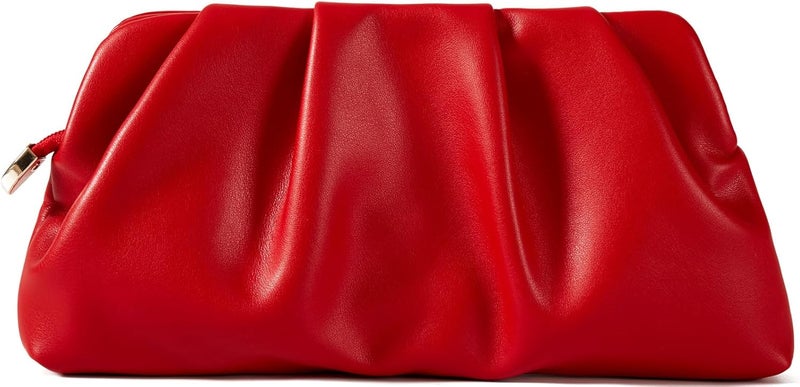 FanChris Evening Bag for Women Ruched Clutch Purse Detachable Metal Chain Crossbody Bag - Image 1